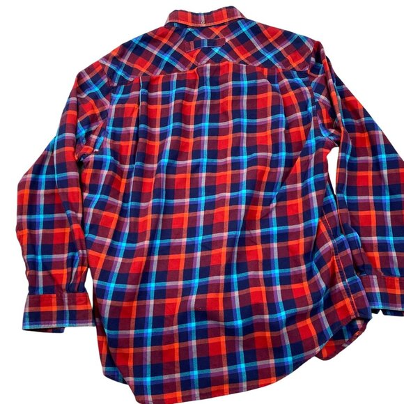 Duluth Trading Mens Shirt Large Long Sleeve Plaid Flannel Button Up Red Casual - Picture 2 of 6